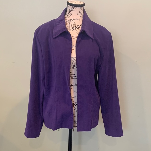 Vintage Women’s Size 8 Medium Vibrant Purple Full Zip Blazer Jacket - Picture 2 of 9